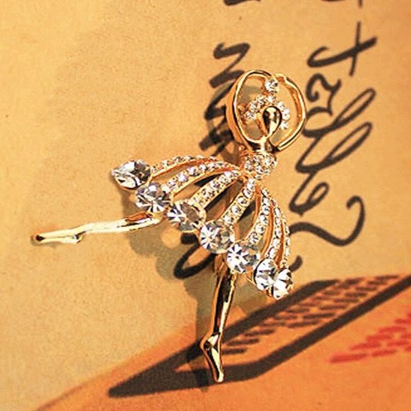 Brooch Ballet Girl Woman Rhinestone Sparkle Gemstone Dance Pins - Picture 2 of 5